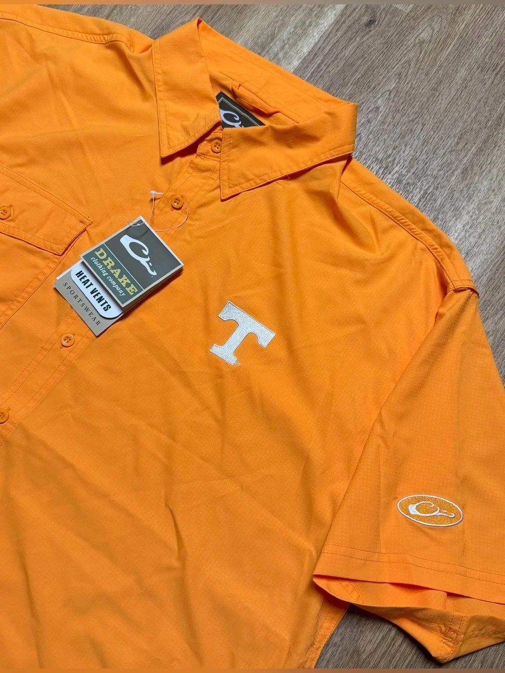 Drake Tennessee Volunteers Flyweight Short Sleeve Shirt Size L Orange Quick Dry